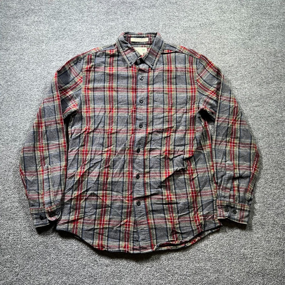 L.L. Bean Flannel Shirt Mens Small Multicolor Plaid Slightly Fitted Button Front